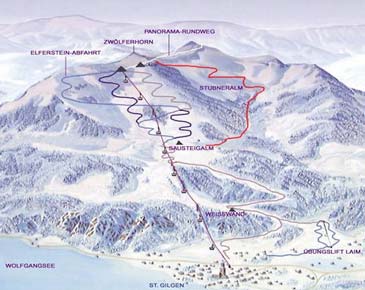 Skigebiet Zwölferhorn Seilbahn - St. Gilgen